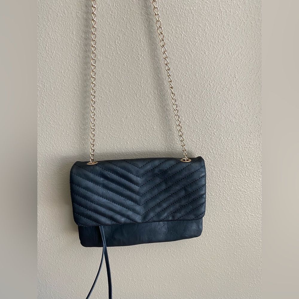Classic & Chic Little Black Bag with Gold Colored Chain Strap